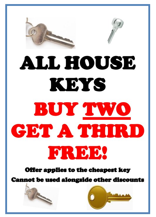 key cutting buy 2 get 1 free