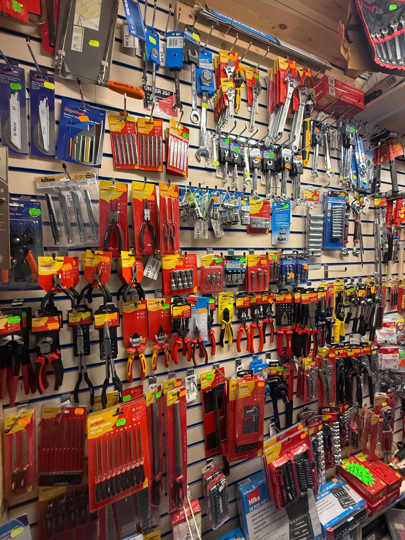 Tools on the shelves at Fix-it DIY & Hardware